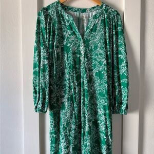 Lilly Pulitzer Green and White Long Sleeve Dress